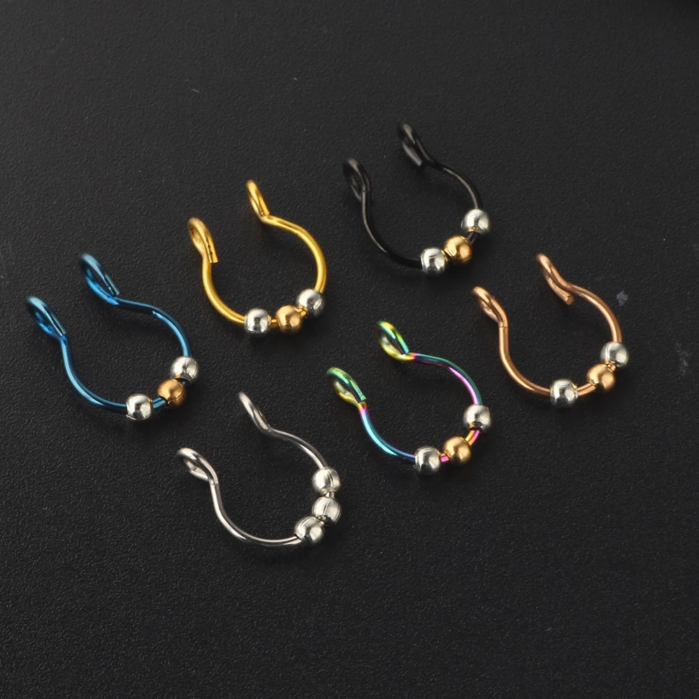 20g Fancy Fake Nose Ring Hoop Septum Stud Stainless Steel Ball Tragus Piercing Oreja Pircing Body Jewelry For Woman Man 200pcs