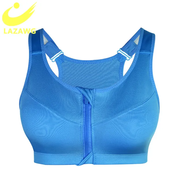 LAZAWG Plus Size S-5XL Sports Bra for Women Gym Push Up Vest Underwear High Shockproof Breathable Fitness Athletic Yoga Bra Tops Blue