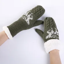 Женская зимняя рукавица с рисунком оленя из мультфильма, с твистом, с цветами, женские шерстяные бархатные толстые теплые перчатки C77 Женская зимняя рукавица с рисунком оленя из мультфильма, с твистом, с цветами, женские шерстяные бархатные толстые теплые перчатки C77