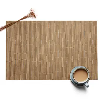 

4Pcs/set Simple style Bamboo Plastic Placemats for Dining Table Runner PVC Place Mat in Kitchen Accessories Cup Wine Mat