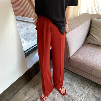 

Summer 2020 New Chic Button Women's Wide Leg Pants High Waist Elegant Long Pants Work Casual Loose Trousers Female Pocket