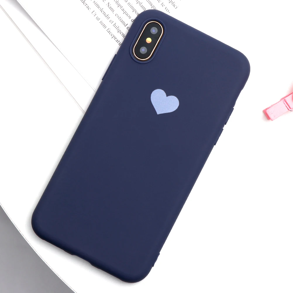 Матовый чехол карамельного цвета для iPhone 11 Pro XS Max XR X, чехол для телефона с сердечком для iPhone 6, 6 S, 7, 8 Plus, мягкий силиконовый чехол ТПУ, чехол