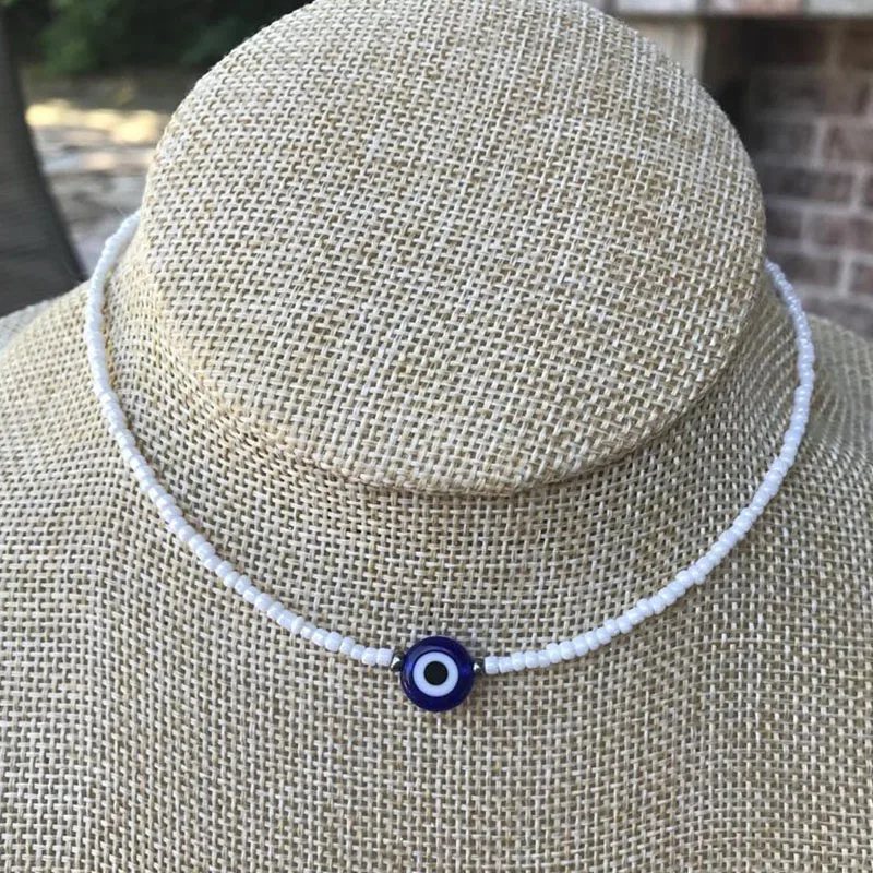 Beaded Chokers,Danity Choker, Trendy Jewelry, Beach Vibe, Choker, Bohemian Jewelry, Evil Eye Protection, - Image 2