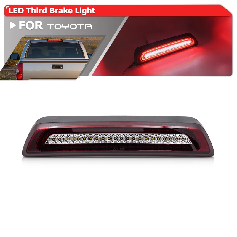 

For Toyota Tundra XK50 Pickup Trucks 2007-2021 815710C050 Red Led Strobe High Mount 3rd Brake Light White Cargo Roof Lamp