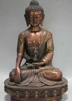 

12" Tibet Fane Bronze Copper Vajra-pestle Sakyamuni Shakyamuni Buddha Statue