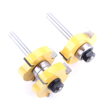 

2Pc 8Mm Shank Large Tongue and Groove Joint Assembly Router Bit Set 1-1/2 inch Stock Wood Cutting Tool