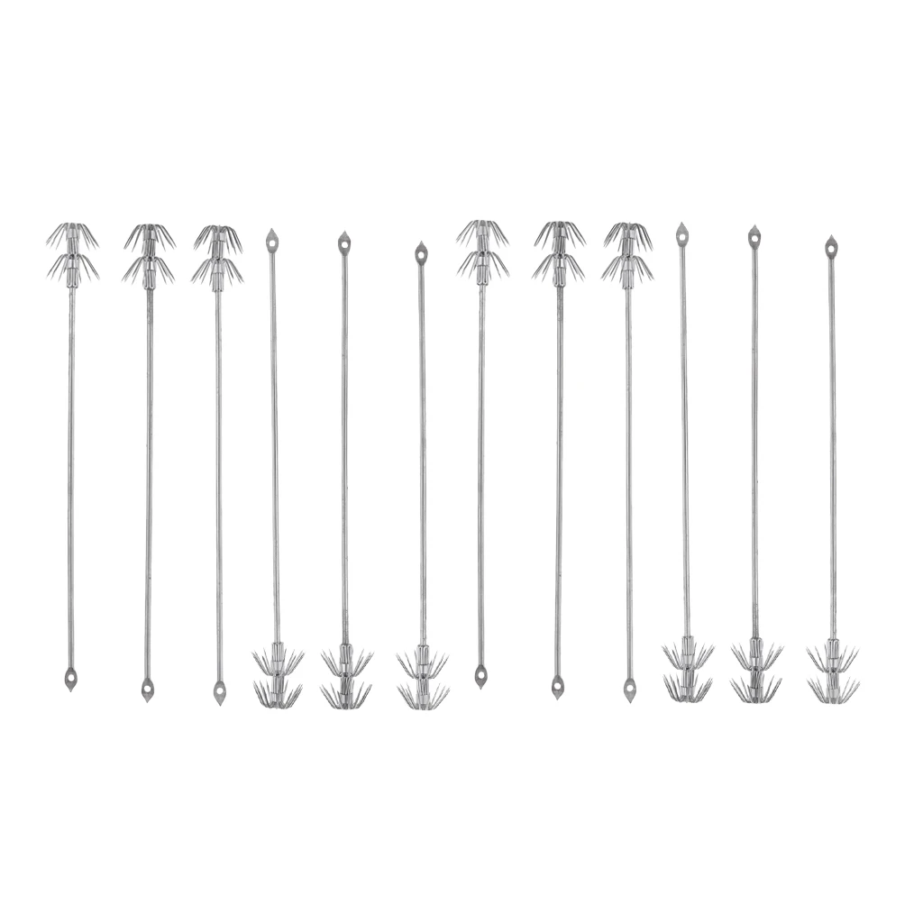 12Pcs/lot Seawater Glowing Luminous Squid Fishing Lures Cuttlefish Bait Hook Fishhooks Set