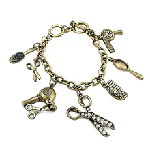 Модные стимпанк парикмахерские украшения для парикмахера бронзовые Ножницы гребень браслеты браслет для мужчин и женщин креативный браслет