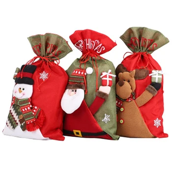 

New Christmas Felt Santa Sack Children Xmas Gifts Candy Stocking Bag Large Size Drawstring Bag Reusable Folding Christmas Gifts