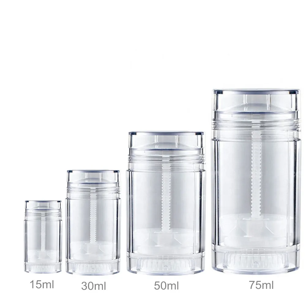 

Free Shipping 30/50/75ml clear deodorant empty round lipstick tube Twist-up, Reusable, Recyclable, DIY Empty Deodorant Tubes