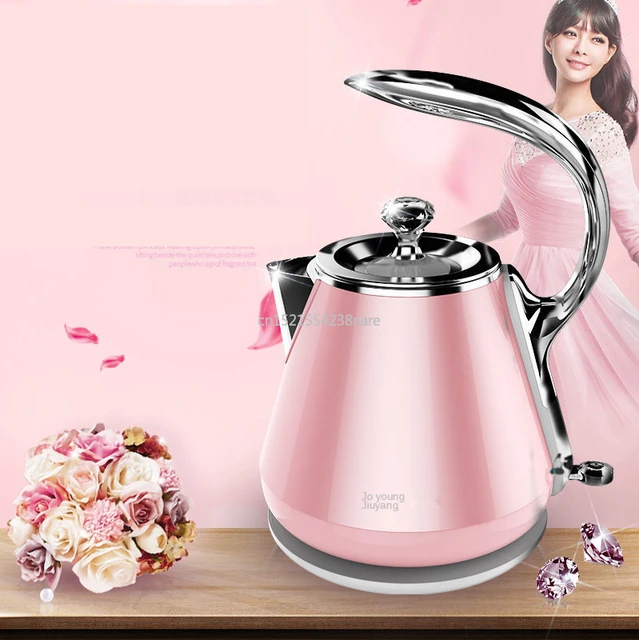 New (Pink)Electric Tea Kettle 2L Fast Heating Water Boiler Stainless Steel