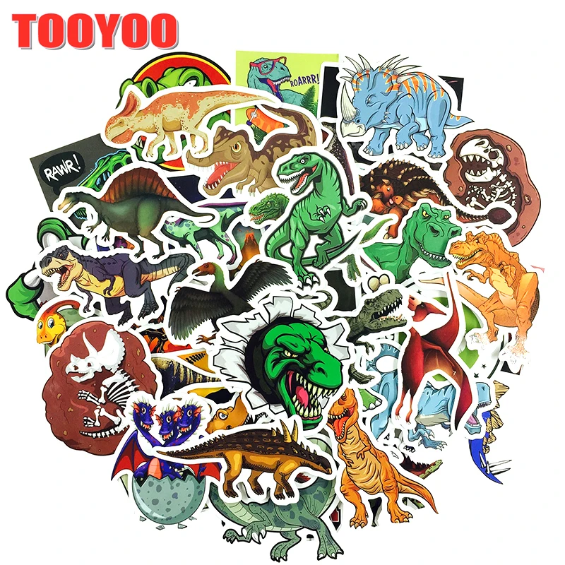 50Pcs/set Cartoon Dinosaur Jurassic Park Stickers For DIY TOY Guitar Scrapbook Skateboard Snowboard Laptop Luggage