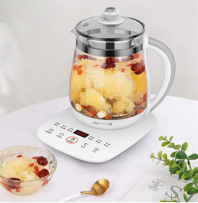 220V 1.5L Household Electric Kettle Automatic Glass Health Preserving Pot Portable Mini Multi Cooker Tea Dessert Cooker