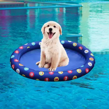 

House Print Swimming Pool Pet Dogs Inflatable Floating Raft Water Play Cushion