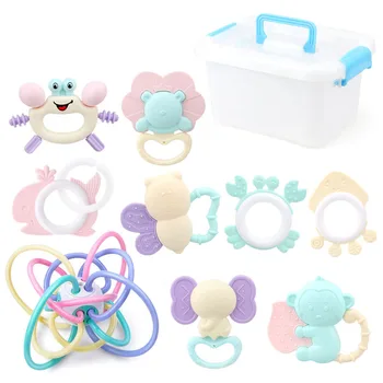 

9PCS Rattle Baby Toys Jingle Shaking Bell Infant Toys for Rattles Teether Grip Handbell Toy 0-12 Months