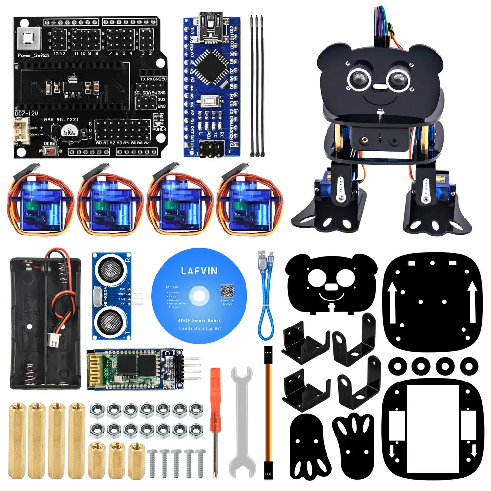 LAFVIN DIY 4 DOF панда робот комплект программируемый Танцующий Робот для Arduino нано