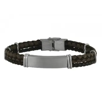 

Men's bracelet of various braided leather brown and black