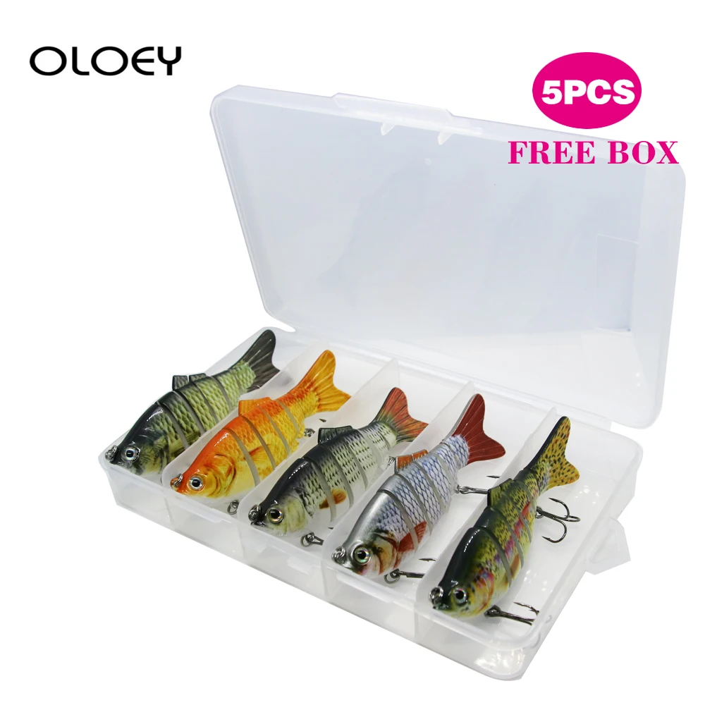 

OLOEY 5Pcs Sinking Wobblers 6 Segments Fishing Lures Multi Jointed Swimbait Hard Bait 10cm 17.5g For Bass Fishing Lure Crankbait