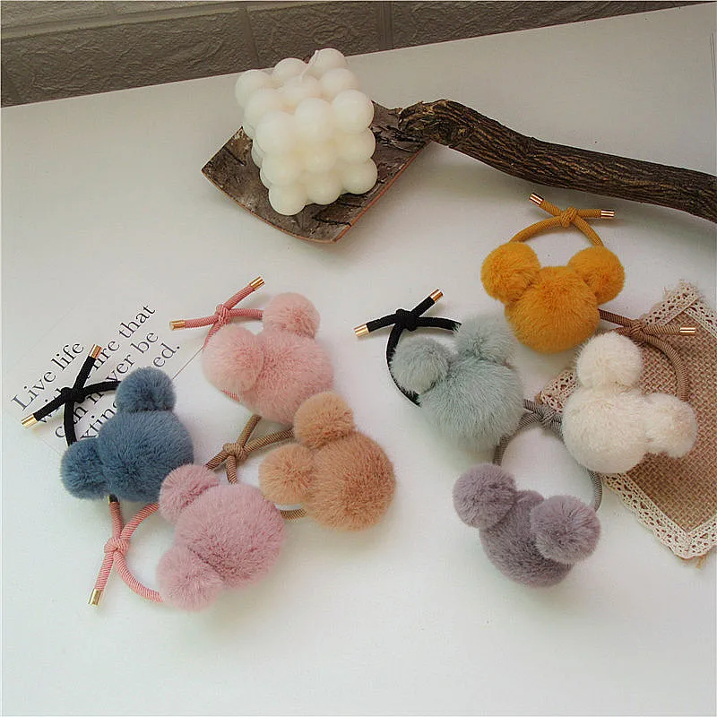 

Fashion Autumn and Winter Children Plush Hair Accessories Simple Cute Cartoon Imitation Rabbit Hair Elastic Hair Bands Headwear