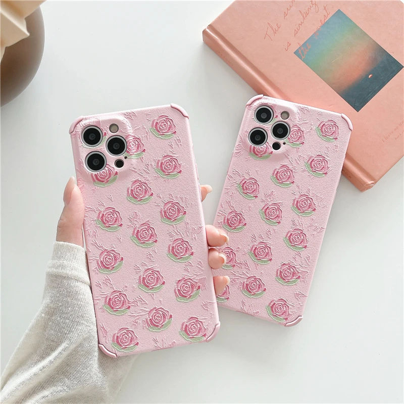 Retro Sweet Rose Kawaii Girls Flowers Art Korean Phone Case For Iphone 11 12 Pro Max Xs Max Xr Xs 7 8 Plus 7plus Case Cute Cover Phone Case Covers Aliexpress