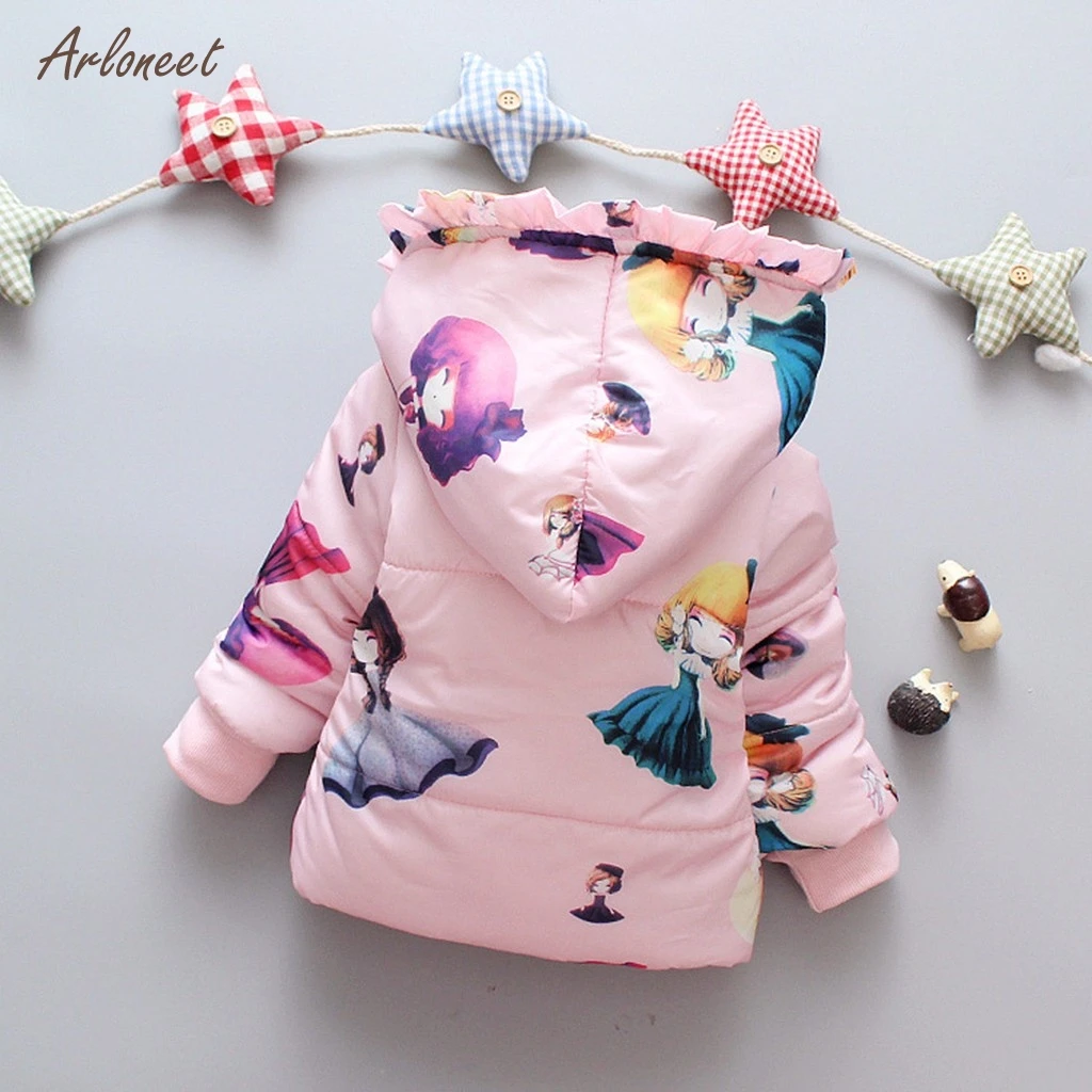 ARLONEET эксклюзивная одежда для детей зимняя теплая куртка-пуховик на пуговицах с принтом с героями мультфильмов пальто с капюшоном зимняя одежда для девочек