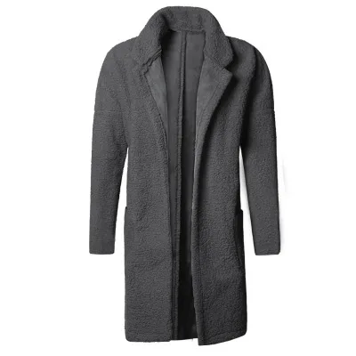 grey Зимняя новая шерстяная Флисовая теплая куртка Двусторонняя одежда пальто для мужчин плюшевая длинная версия Брендовое новое пальто - Цвет: grey