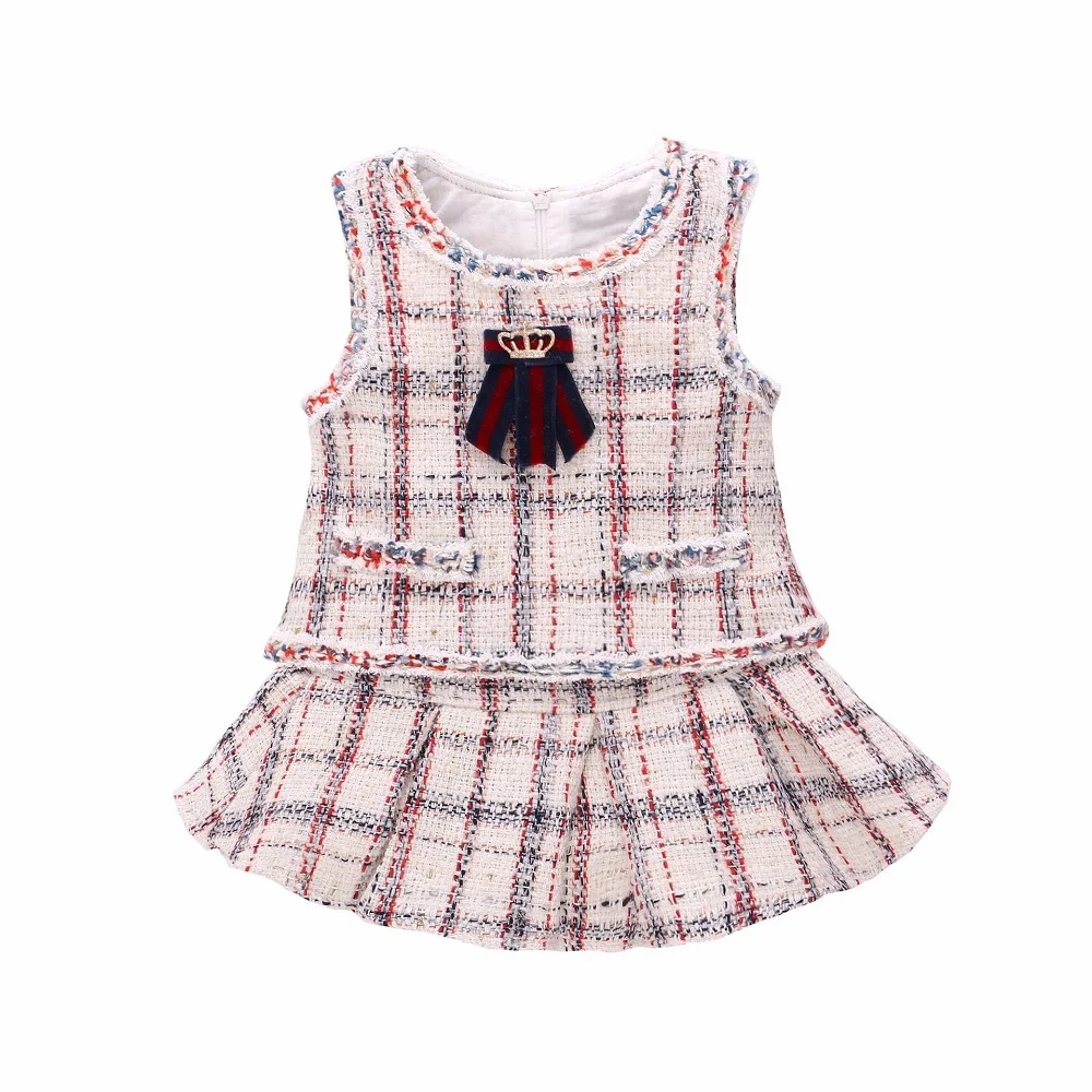 Vlinder/Одежда для маленьких девочек комплект с юбкой для малышей, клетчатые модные детские мини-юбки комплект из 2 предметов для новорожденных девочек 12 мес.-5 лет, комплект одежды для младенцев