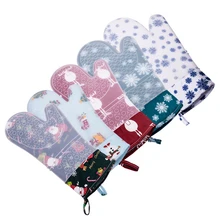 Одиночные рождественские Утепленные перчатки, Нескользящие силиконовые перчатки, микроволновая печь для анти-обжига, теплоизоляционные перчатки с высокой температурой