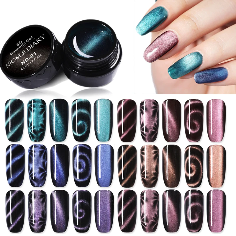 

NICOLE DIARY 6ml 5D Cat Eye Gel Nail Polish Vernis Semi Permanent 4D Magnetic UV Gel Nail Art Led Nail Gel Primer Soak Off