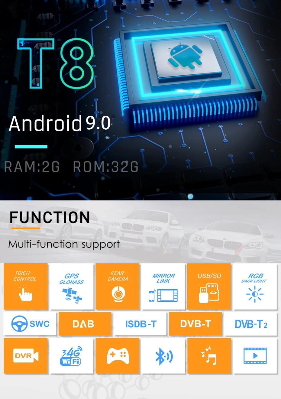 Discount YAZH 1 Din DVD Player Android 9.0 Head Unit For Suzuki Swift 2017 Octa Core Auto Radio 9.0 inch HD IPS display GPS Multimedia 5