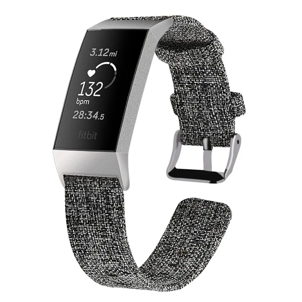 Полосы для Fitbit Charge 3& Charge 3 SE фитнес-трекер для женщин и мужчин из дышащего тканого материала сменный мужской т-Аксессуар Ремешок - Цвет: dark gray
