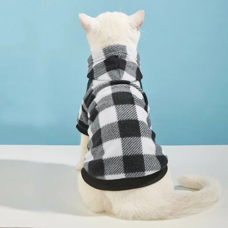 Plaid Winter Warm Pet Dog Cat Clothes Hoodies Sweater Clothing Puppy Coat Jacket Cute Puppy Outfit Pet Jacket Coat Clothing