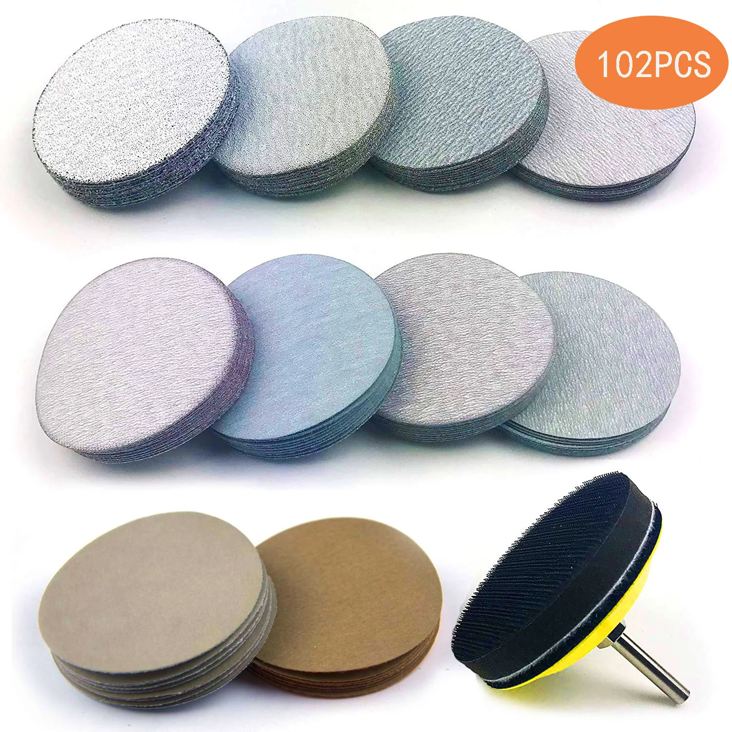 102pcs Sandpaper Assortment 6010000 Grit Sanding Disc 3" 75mm