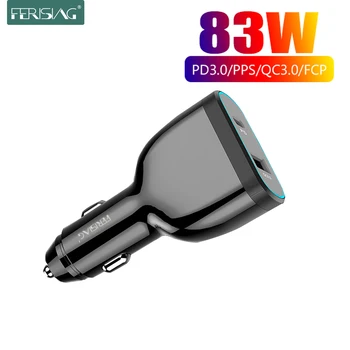 

FERISING 83W Fast Car Charger USB C PPS/PD 65W/45W/30W/18W QC3.0 4.0 for Type CThunderbolt 3 Laptop iPhone11/SE S10/S20/Note 10
