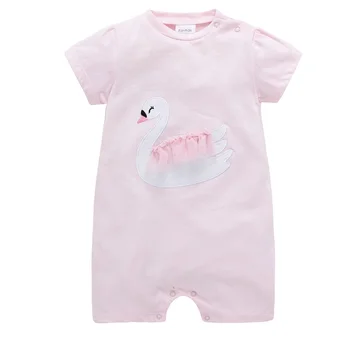 

Honeyzone Vetement Bebe Garcon Body Baby Little Swan Infant Bodysuit Summer Shorts Jumpsuit Girls Pink Cool Outfit Baby Clothes
