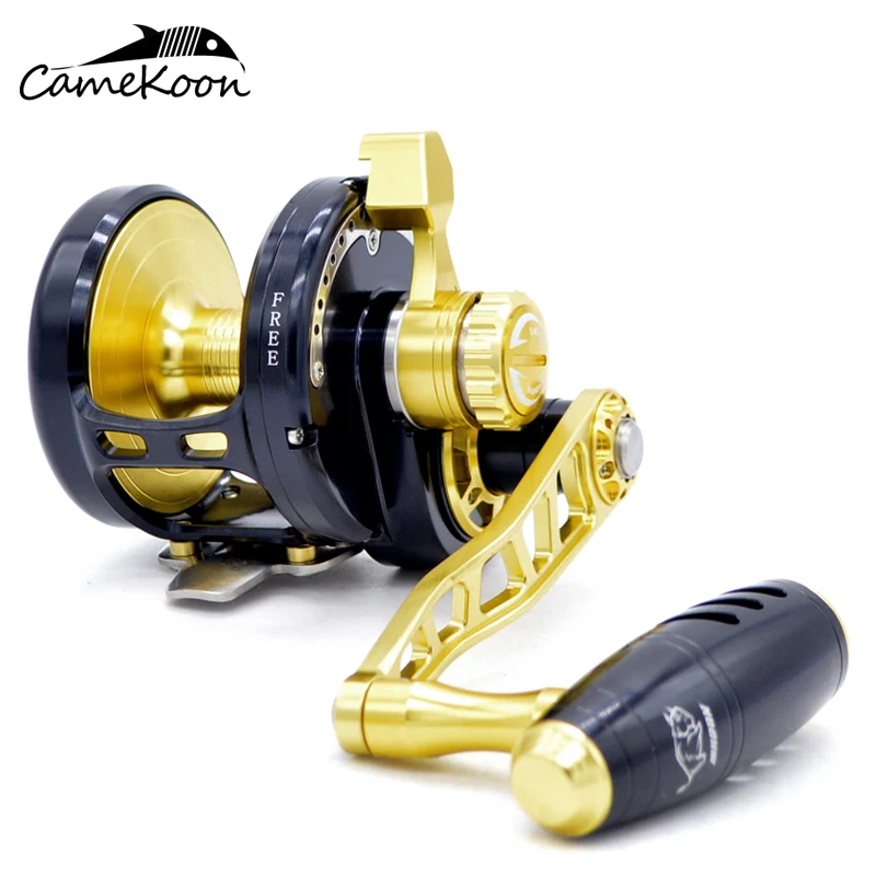 Carretel de Pesca de Fundição Lenta de Água 9 + 2 Camekoon Lever Arraste 35kg Bbs 5.3: 1 Alta Velocidade Salgada Carretel Jigging Hu50 Max