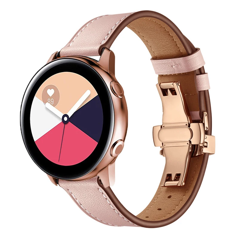 Кожаный ремешок для samsung Galaxy Watch active Band 20 мм ремешок Браслет замена для Galaxy active2 40 мм браслет металлическая пряжка