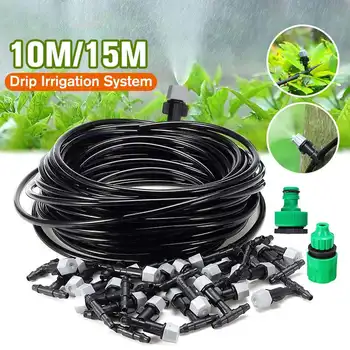 

Water Misting Cooling System Mist Sprinkler Nozzle Outdoor Garden Patio Greenhouse Plants Spray Hose Watering Kit 5/10/15m