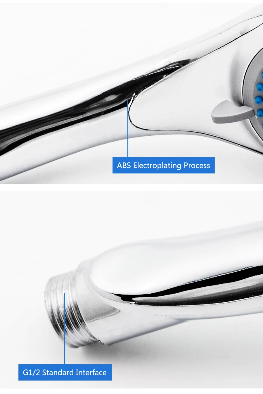 3modes Adjustable ABS Round Chromed Shower Head Classic Rainfall Handshower Water Saving G1/2 Connector Bathroom Accessory