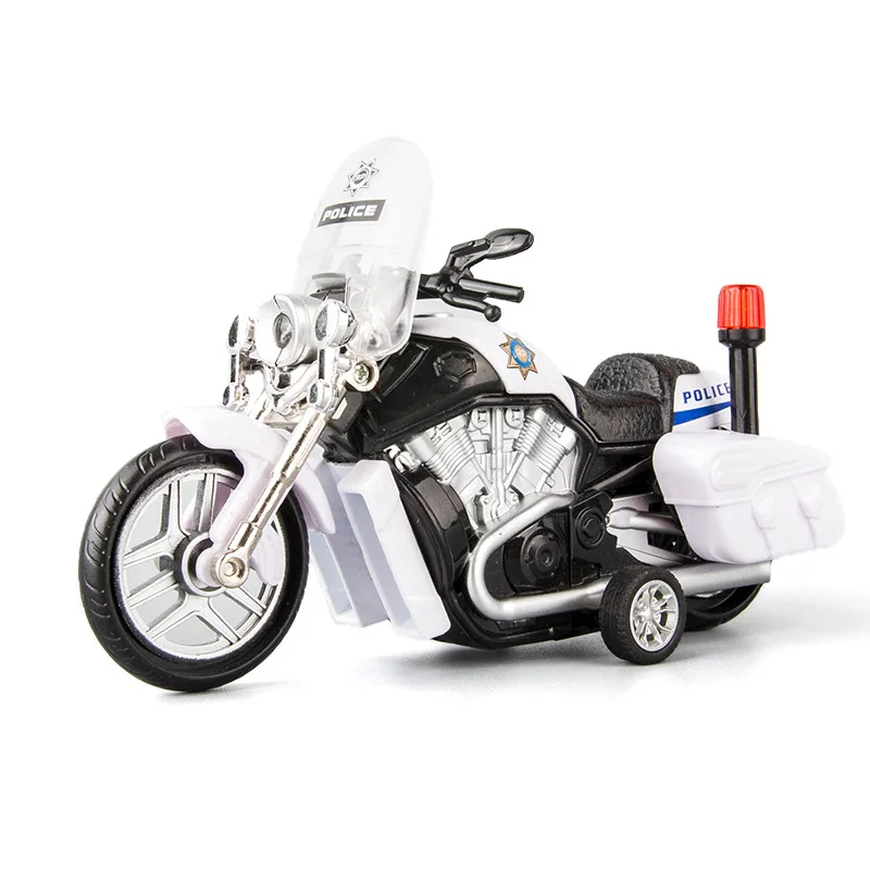 

1:16 alloy motorcycle model simulation sound and light pull back racing police car children's toy ornaments collection gift