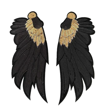 

new arrival black sequined wings patch for jackets back
