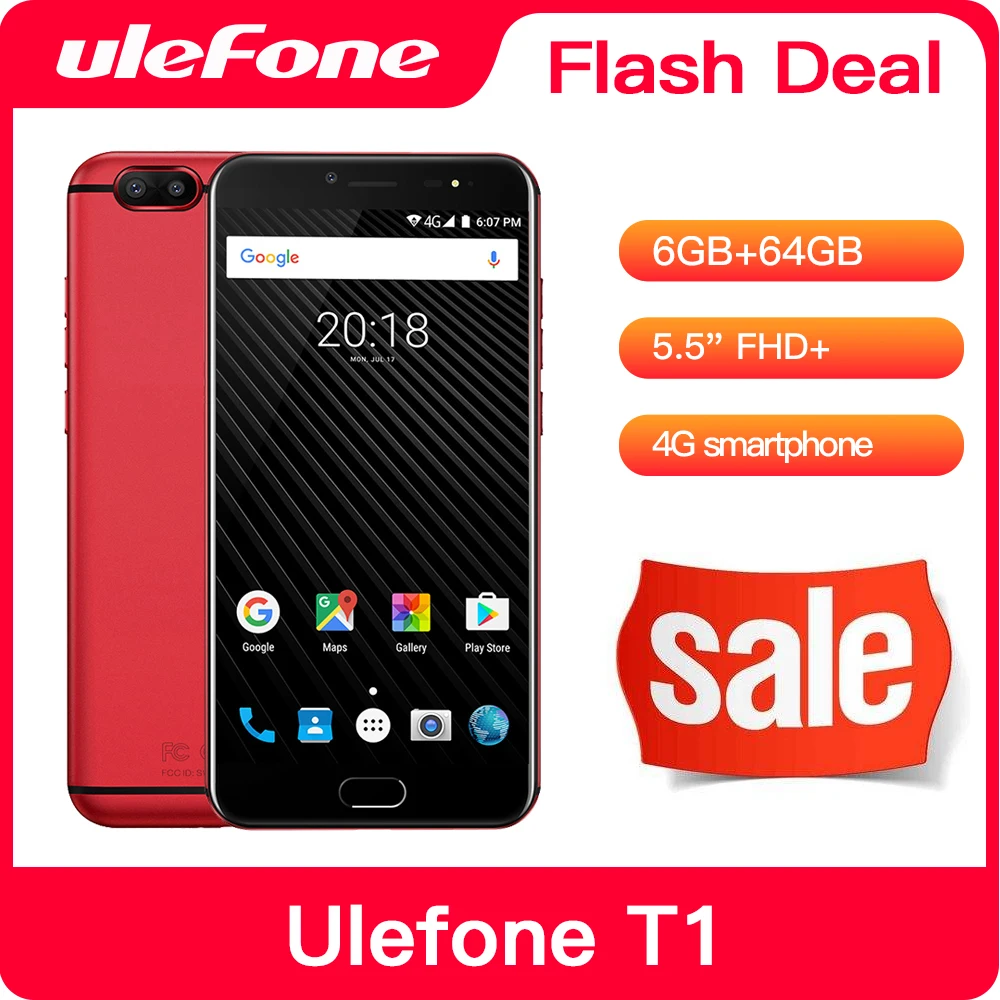 Ulefone T1 Двойная Камера 16MP+5MP Мобильный телефон 5.5 дюймов FHD helio P25 Octa core android 7.0 6 ГБ 64