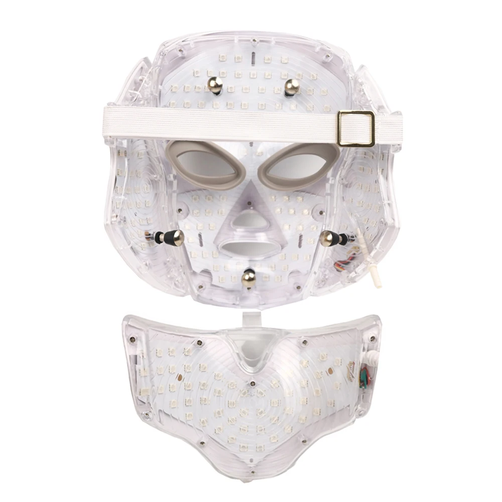  7 Colors Electric Led Facial Mask With Neck LED Light Therapy Acne Mask Neck Beauty Equipment - 4000180842782