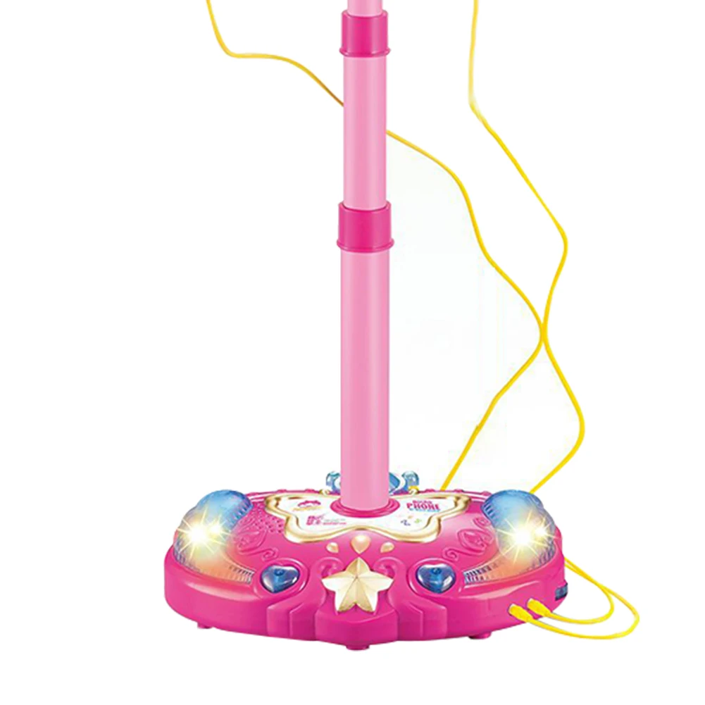 Learning Adjustable Stand Early Education Wired Girls Sound Kids Home With Light Karaoke Toy Double Microphone Funny Gift