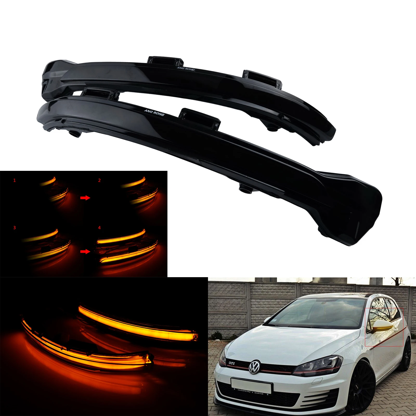 

For Golf MK VII MK7 Touran Dynamic LED Wing Mirror Turn Indicator Light Amber