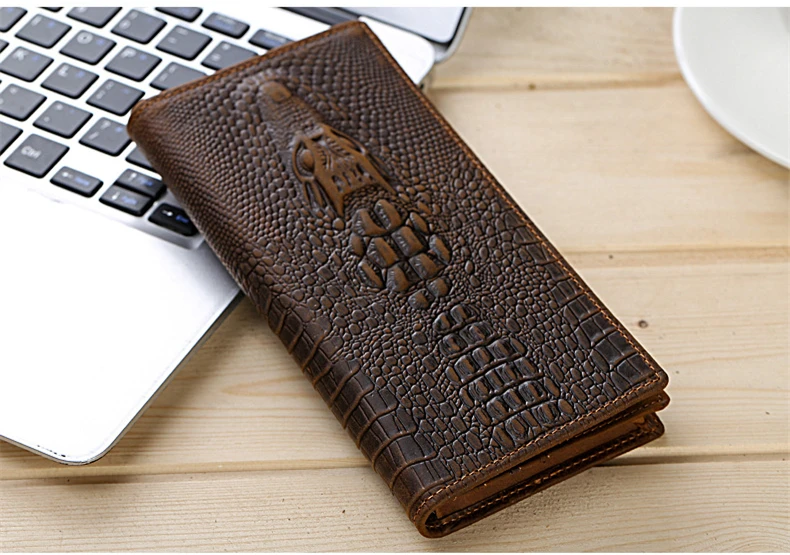 Men Vintage Alligator Wallets Genuine Leather Brand Designer Cowhide Card Holder Purse High-grade Coin Wallet for Male