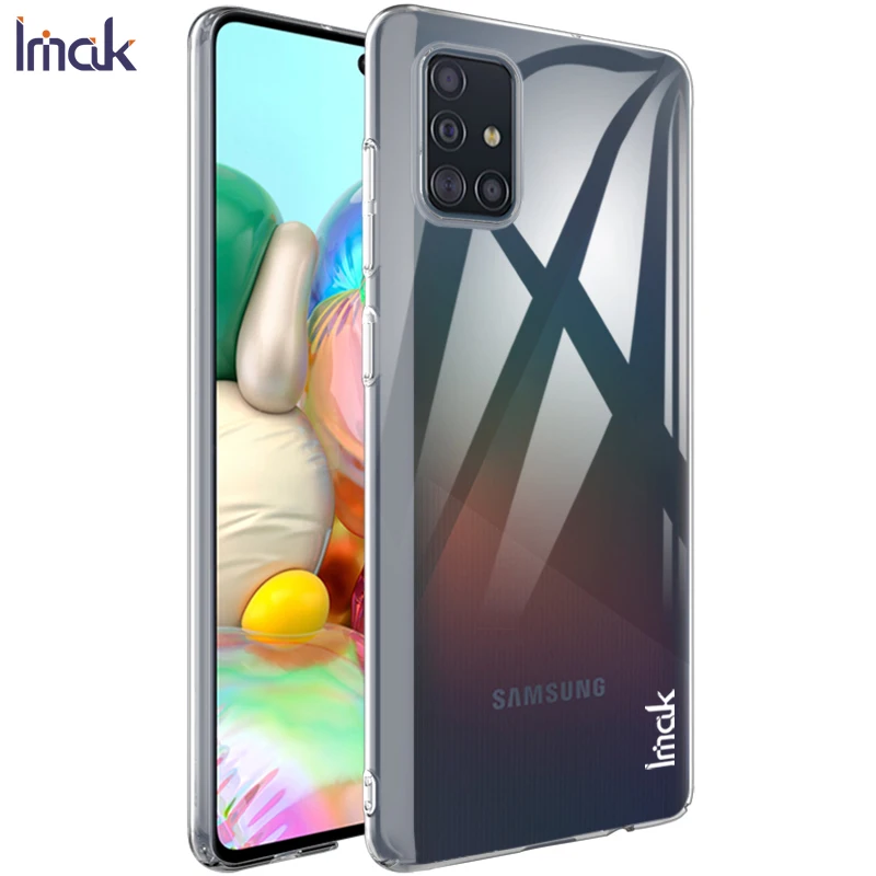 

For Samsung galaxy a51 a71 Case Free Film Imak Hard Plastic Phone Cases Transparent Clear Protective Back Cover crystal shell
