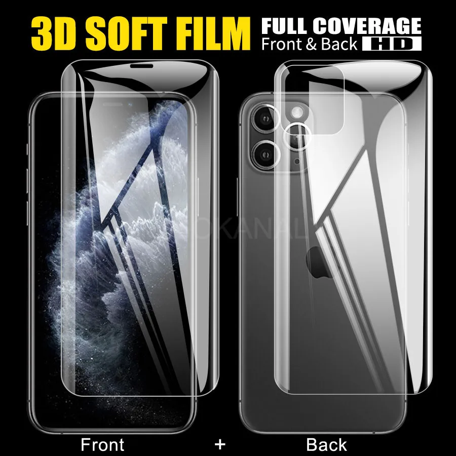 

Front + Back Screen Protector for IPhone 11 Pro Max Full Cover Hydrogel Film for IPhone11 Soft TPU Silicone Protective Sticker