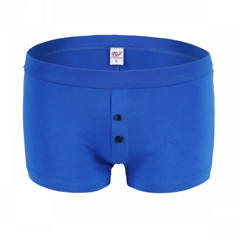 2019 New Gay Underwear Men's Sexy Boxers Cotton Button Comfortable Flat Angle Solid Boxer Shorts