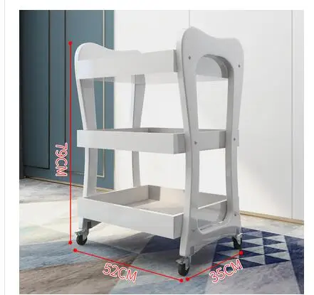 Solid wood beauty cart Hairdressing tool with pulley three layers with drawer beauty shelf hair salon parlor cart